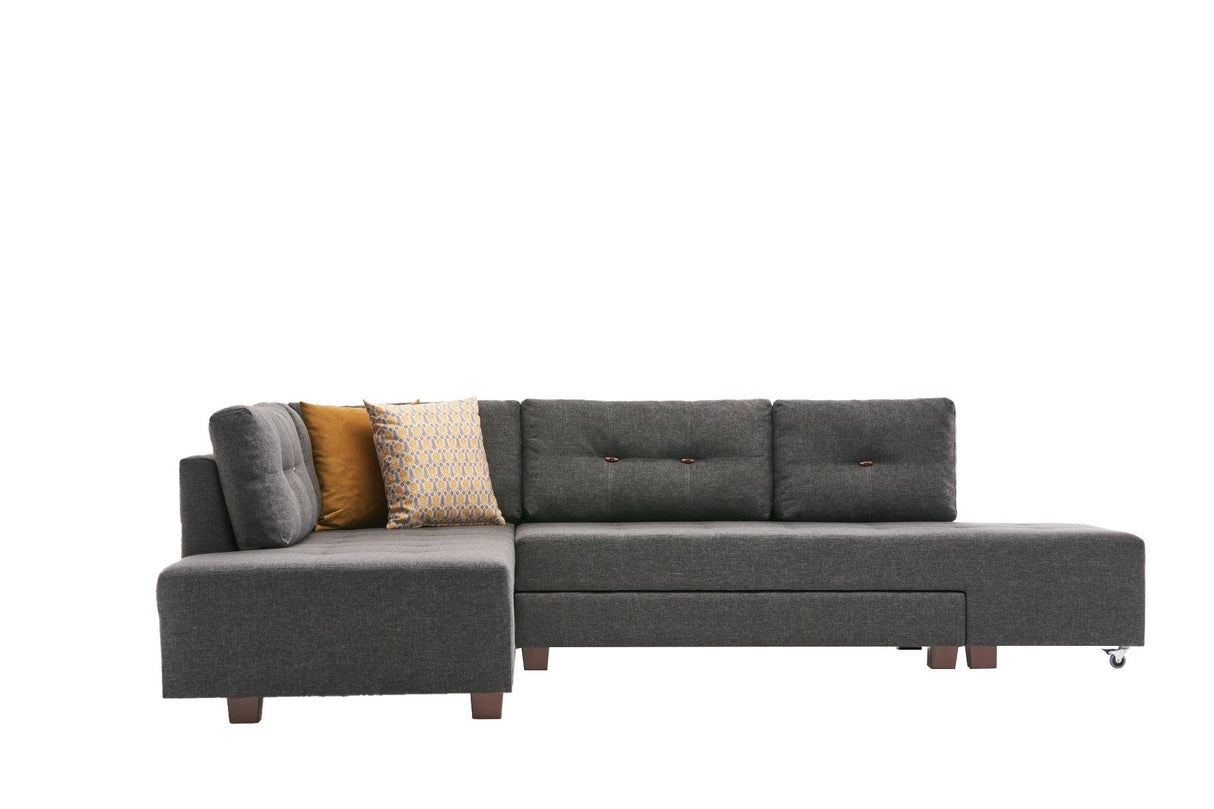 Canapea extensibilă de colț Manama, Stânga, Diverse culori, 280x206x85 cm - Antracit | SKU: 825BLC2541 | Canapea extensibilă de colț Manama, Stânga, 280x206x85 cm, varianta Antracit, produs pentru amenajarea locuinței, disponibil online în România la CasaMob