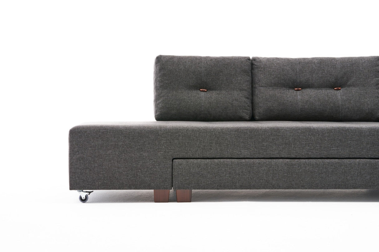 Canapea extensibilă de colț Manama, Stânga, Diverse culori, 280x206x85 cm - Antracit | SKU: 825BLC2541 | Canapea extensibilă de colț Manama, Stânga, 280x206x85 cm, varianta Antracit, produs pentru amenajarea locuinței, disponibil online în România la CasaMob