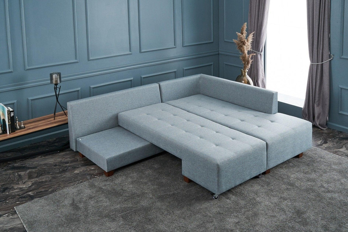 Canapea extensibilă de colț Manama, Dreapta, Diverse culori, 280x206x85 cm - Albastru deschis | SKU: 825BLC2545 | Canapea extensibilă de colț Manama, Dreapta, 280x206x85 cm, varianta Albastru deschis, produs pentru amenajarea locuinței, disponibil online în România la CasaMob