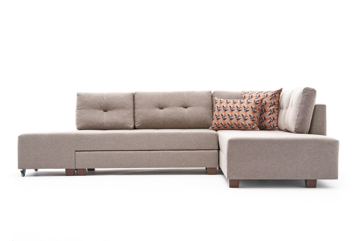 Canapea extensibilă de colț Manama, Dreapta, Diverse culori, 280x206x85 cm - Crem | SKU: 825BLC2546 | Canapea extensibilă de colț Manama, Dreapta, 280x206x85 cm, varianta Crem, produs pentru amenajarea locuinței, disponibil online în România la CasaMob