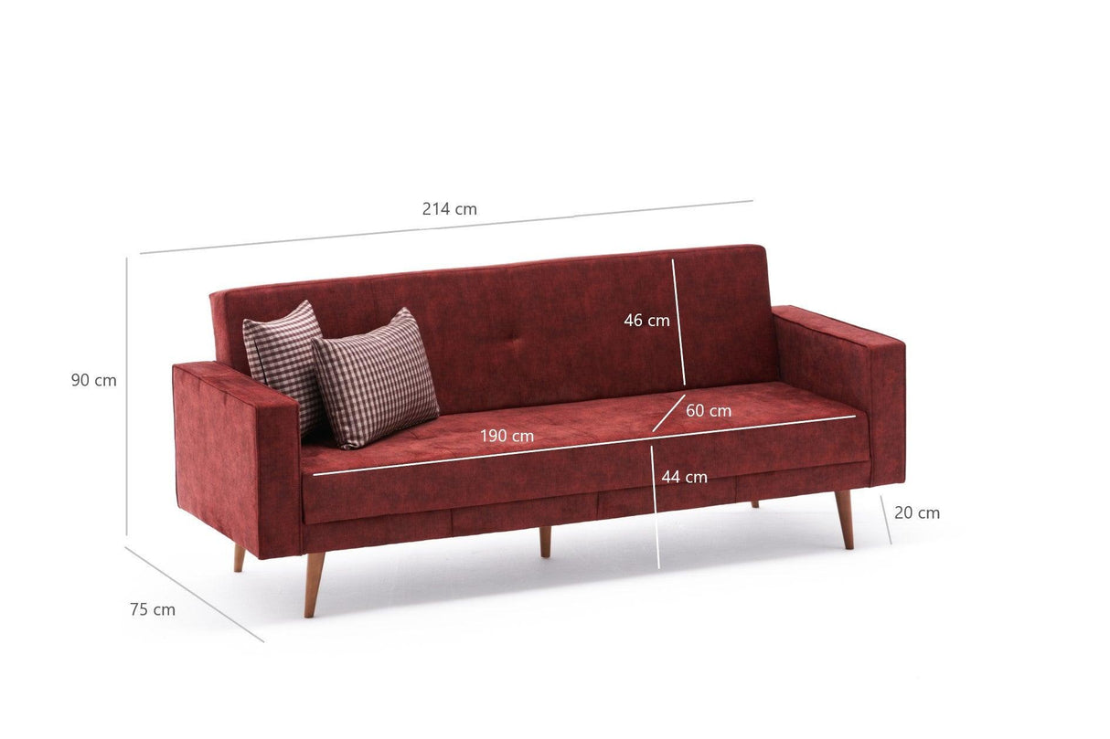 Canapea extensibilă Dublin, 3 locuri, Diverse culori, 214x75x90 cm - Roșu | SKU: 825BLC2554 | Canapea extensibilă Dublin, 3 locuri, 214x75x90 cm, varianta Roșu, produs pentru amenajarea locuinței, disponibil online în România la CasaMob