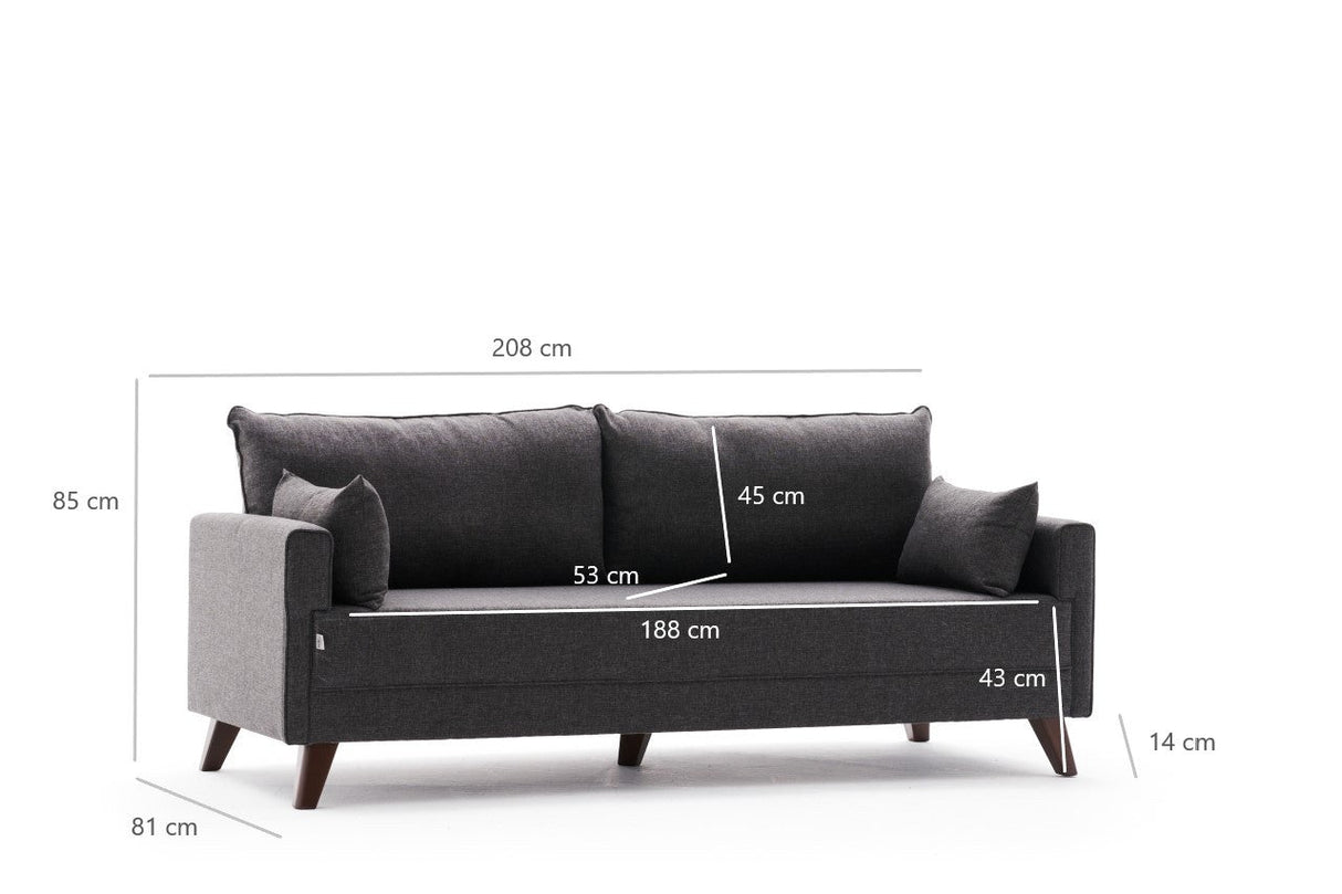 Canapea fixă 3 locuri Bella For 3 Pr, Diverse culori, 208x81x85 cm - Antracit | SKU: 825BLC2574 | Canapea fixă 3 locuri Bella For 3 Pr, 208x81x85 cm, varianta Antracit, produs pentru amenajarea locuinței, disponibil online în România la CasaMob