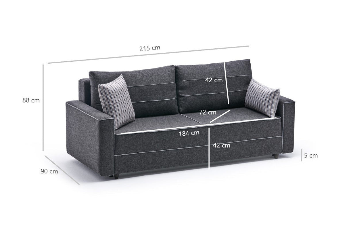 Canapea extensibilă Ece, 3 locuri, Diverse culori, 215x90x88 cm - Antracit | SKU: 825BLC2589 | Canapea extensibilă Ece, 3 locuri, 215x90x88 cm, varianta Antracit, produs pentru amenajarea locuinței, disponibil online în România la CasaMob