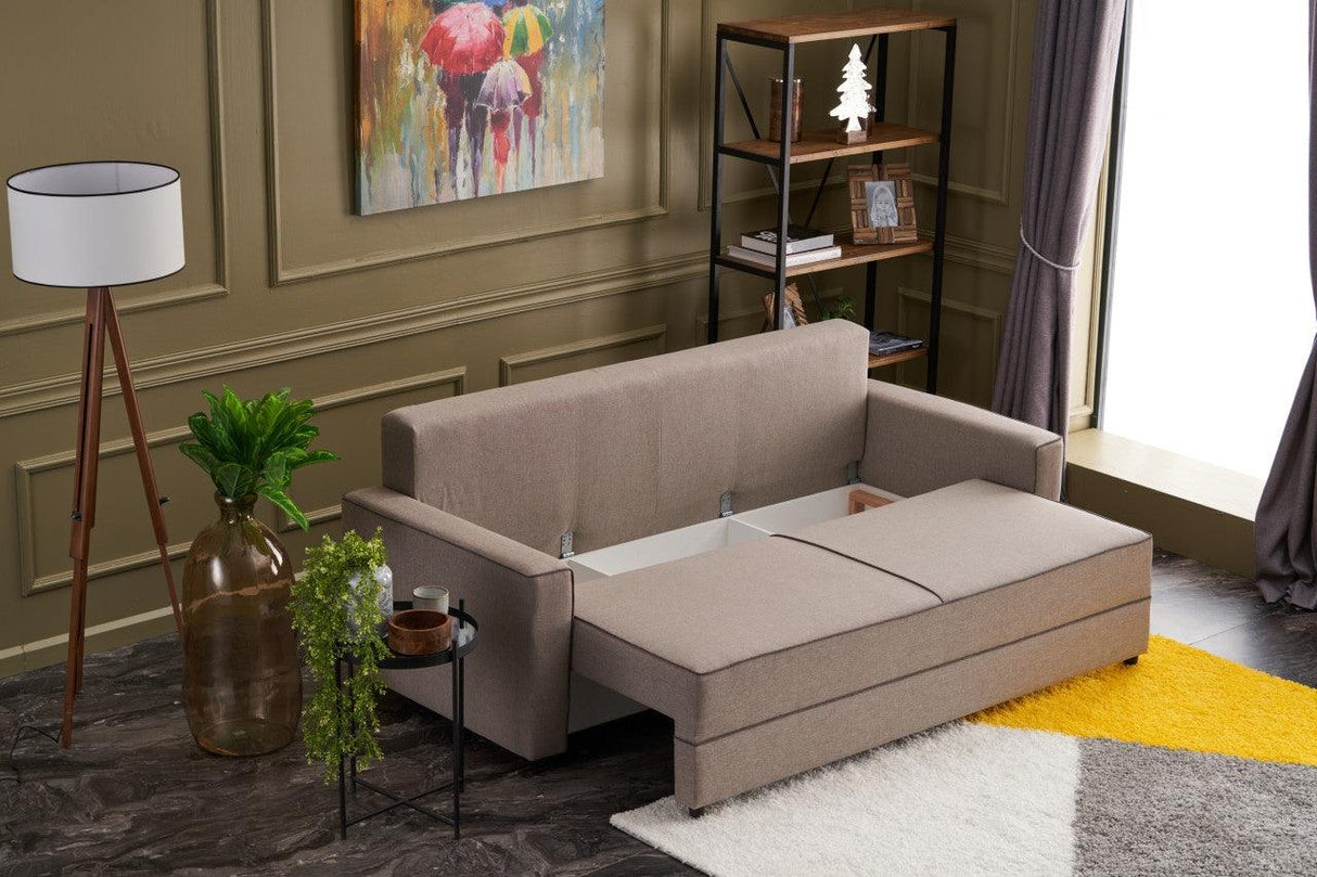 Canapea extensibilă Ece, 3 locuri, Diverse culori, 215x90x88 cm - Crem | SKU: 825BLC2591 | Canapea extensibilă Ece, 3 locuri, 215x90x88 cm, varianta Crem, produs pentru amenajarea locuinței, disponibil online în România la CasaMob
