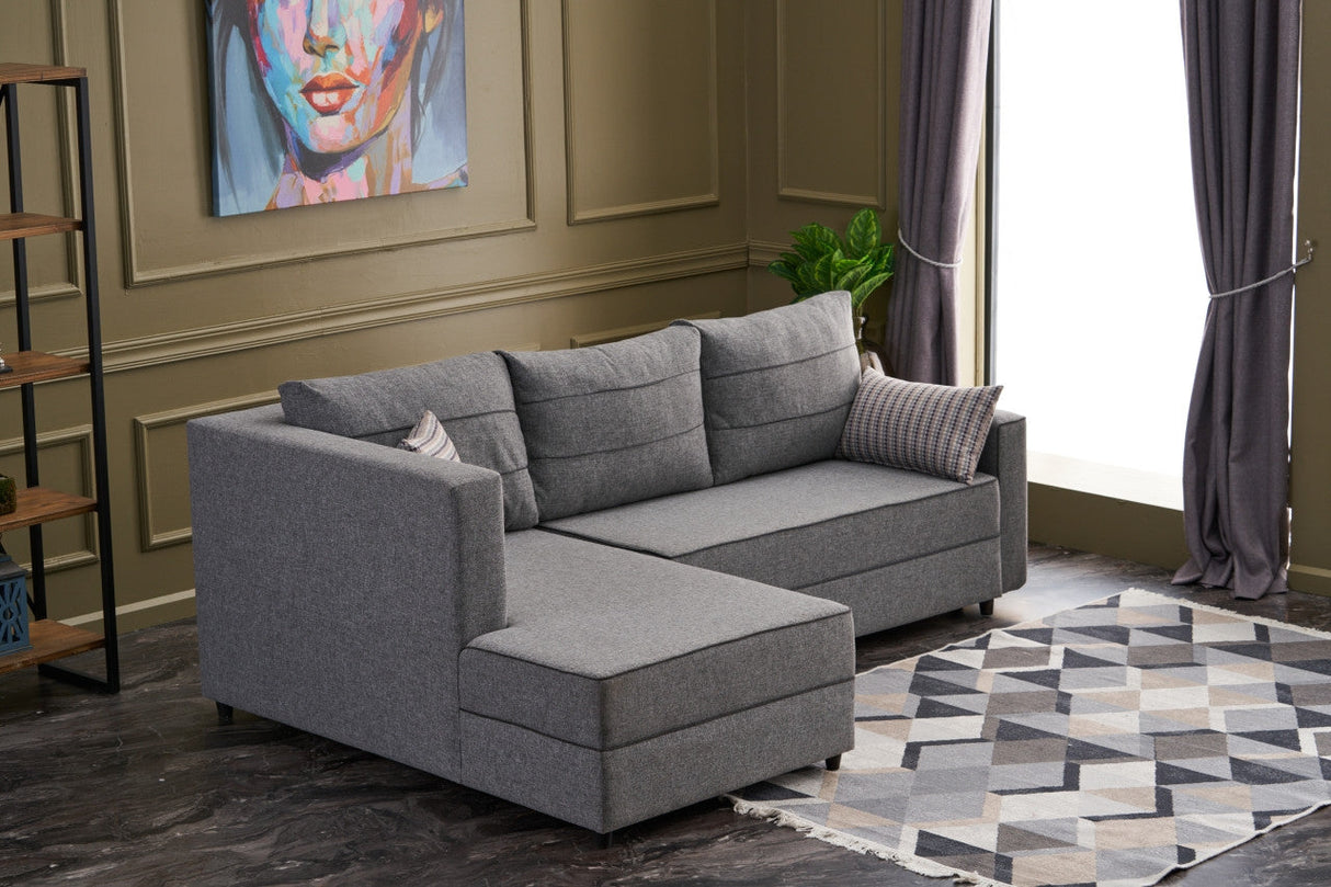 Canapea extensibilă Ece, Colț, Stânga, Diverse culori, 242x90x88 cm - Gri închis | SKU: 825BLC2594 | Canapea extensibilă Ece, Colț, Stânga, 242x90x88 cm, varianta Gri închis, produs pentru amenajarea locuinței, disponibil online în România la CasaMob