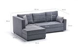 Canapea extensibilă Ece, Colț, Stânga, Diverse culori, 242x90x88 cm - Gri închis | SKU: 825BLC2594 | Canapea extensibilă Ece, Colț, Stânga, 242x90x88 cm, varianta Gri închis, produs pentru amenajarea locuinței, disponibil online în România la CasaMob