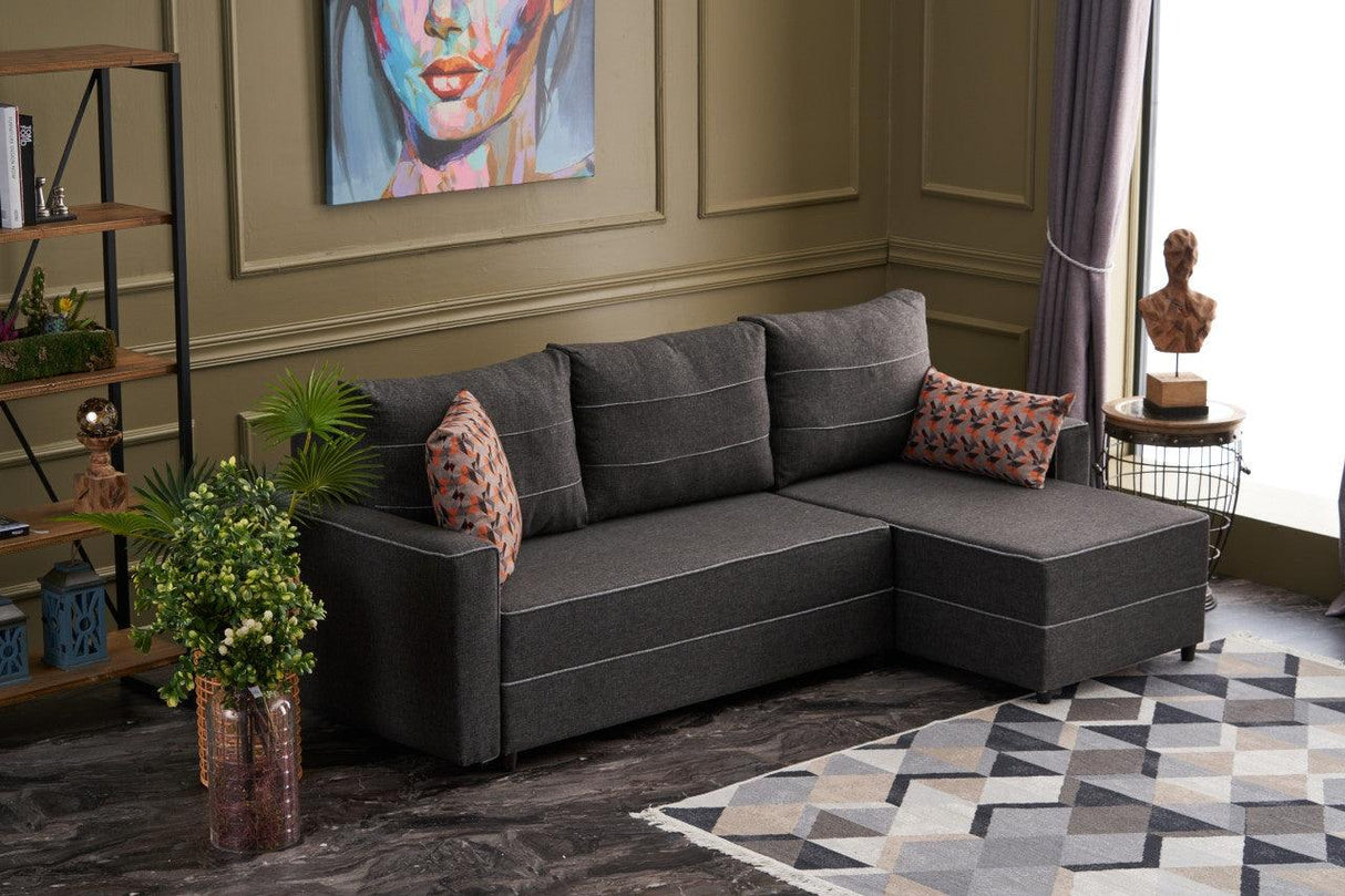 Canapea extensibilă Ece, Colț, Dreapta, Diverse culori, 242x90x88 cm - Antracit | SKU: 825BLC2596 | Canapea extensibilă Ece, Colț, Dreapta, 242x90x88 cm, varianta Antracit, produs pentru amenajarea locuinței, disponibil online în România la CasaMob