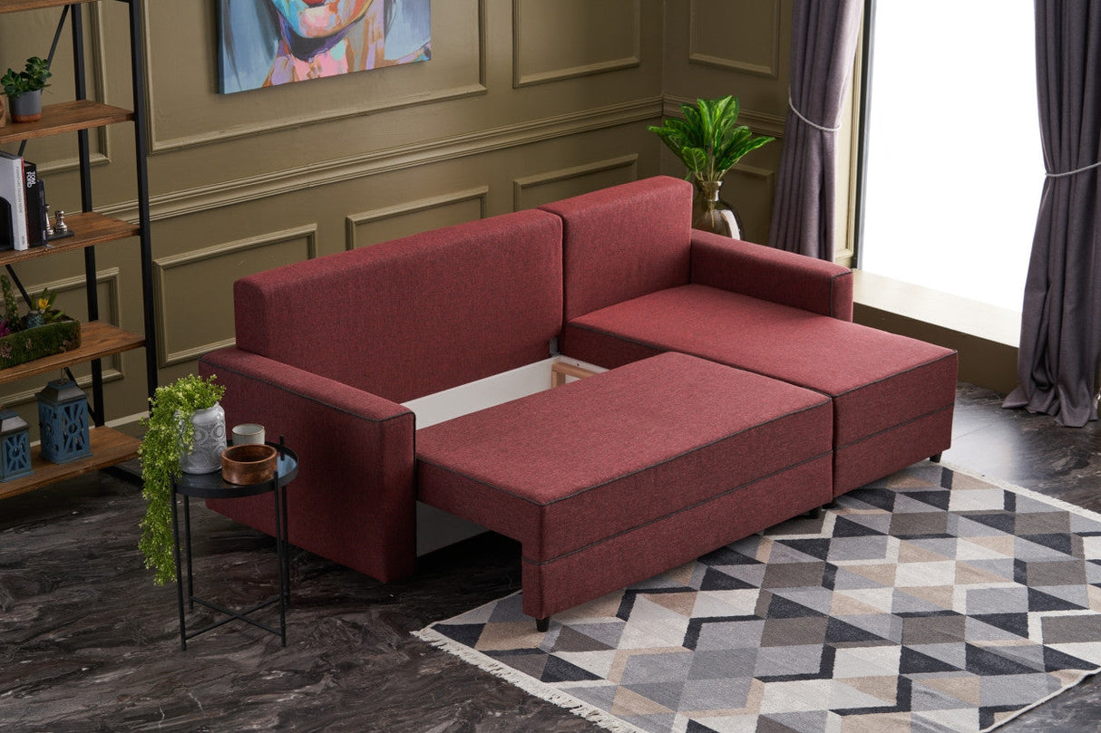 Canapea extensibilă Ece, Colț, Dreapta, Diverse culori, 242x90x88 cm - Bordo | SKU: 825BLC2599 | Canapea extensibilă Ece, Colț, Dreapta, 242x90x88 cm, varianta Bordo, produs pentru amenajarea locuinței, disponibil online în România la CasaMob