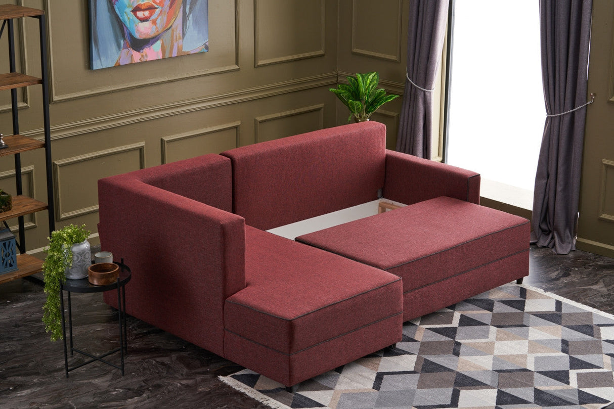 Canapea extensibilă Ece, Colț, Stânga, Diverse culori, 242x90x88 cm - Bordo | SKU: 825BLC2601 | Canapea extensibilă Ece, Colț, Stânga, 242x90x88 cm, varianta Bordo, produs pentru amenajarea locuinței, disponibil online în România la CasaMob