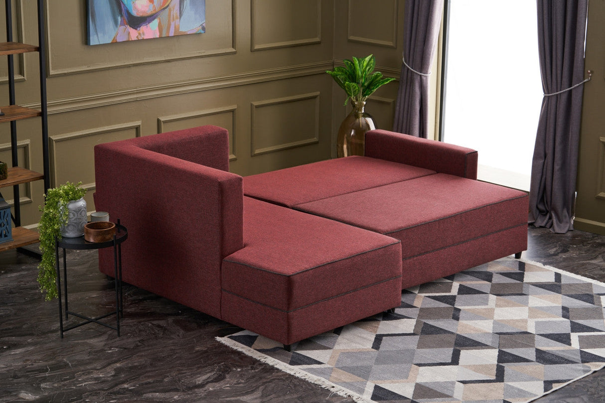 Canapea extensibilă Ece, Colț, Stânga, Diverse culori, 242x90x88 cm - Bordo | SKU: 825BLC2601 | Canapea extensibilă Ece, Colț, Stânga, 242x90x88 cm, varianta Bordo, produs pentru amenajarea locuinței, disponibil online în România la CasaMob