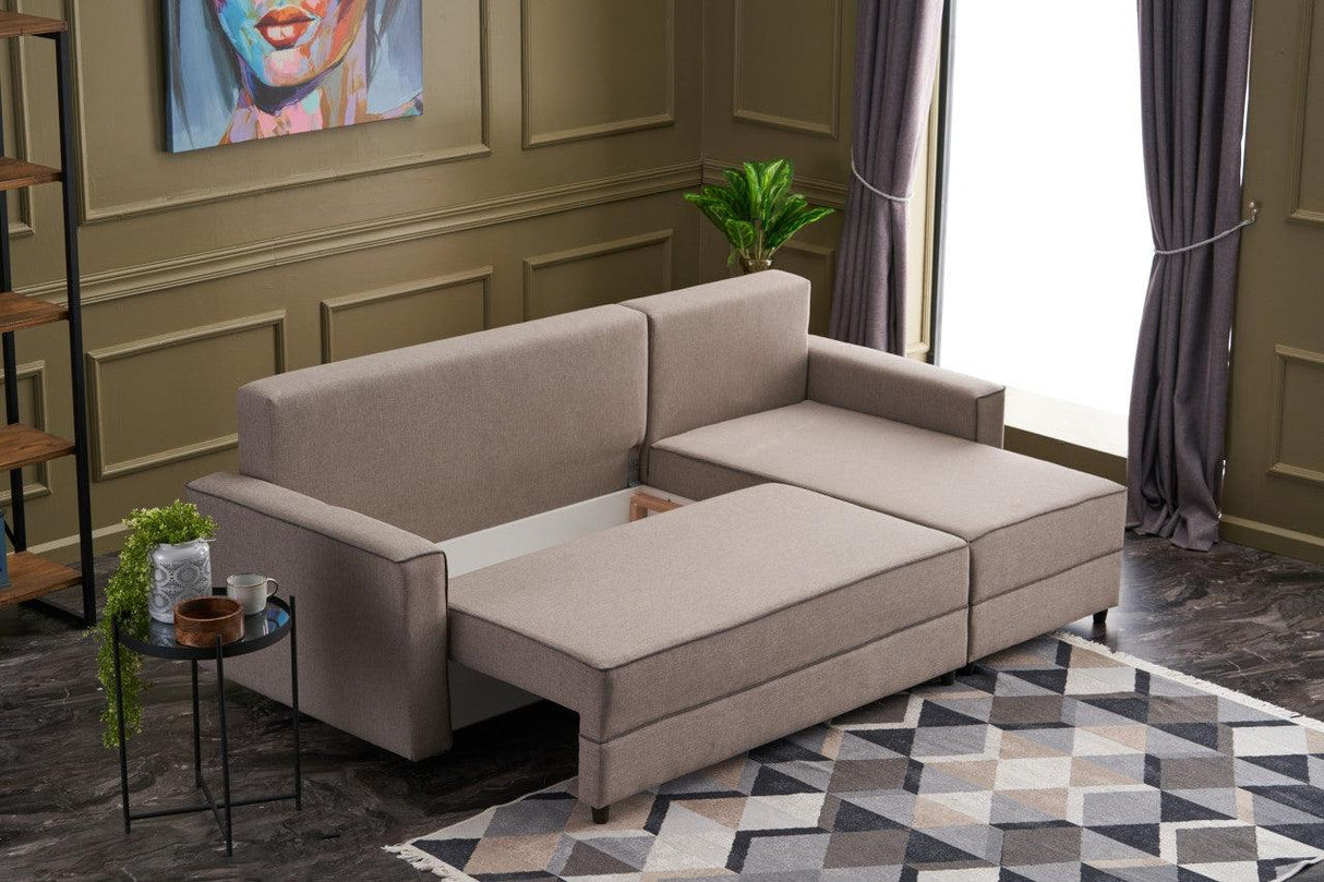 Canapea extensibilă Ece, Colț, Dreapta, Diverse culori, 242x90x88 cm - Crem | SKU: 825BLC2603 | Canapea extensibilă Ece, Colț, Dreapta, 242x90x88 cm, varianta Crem, produs pentru amenajarea locuinței, disponibil online în România la CasaMob