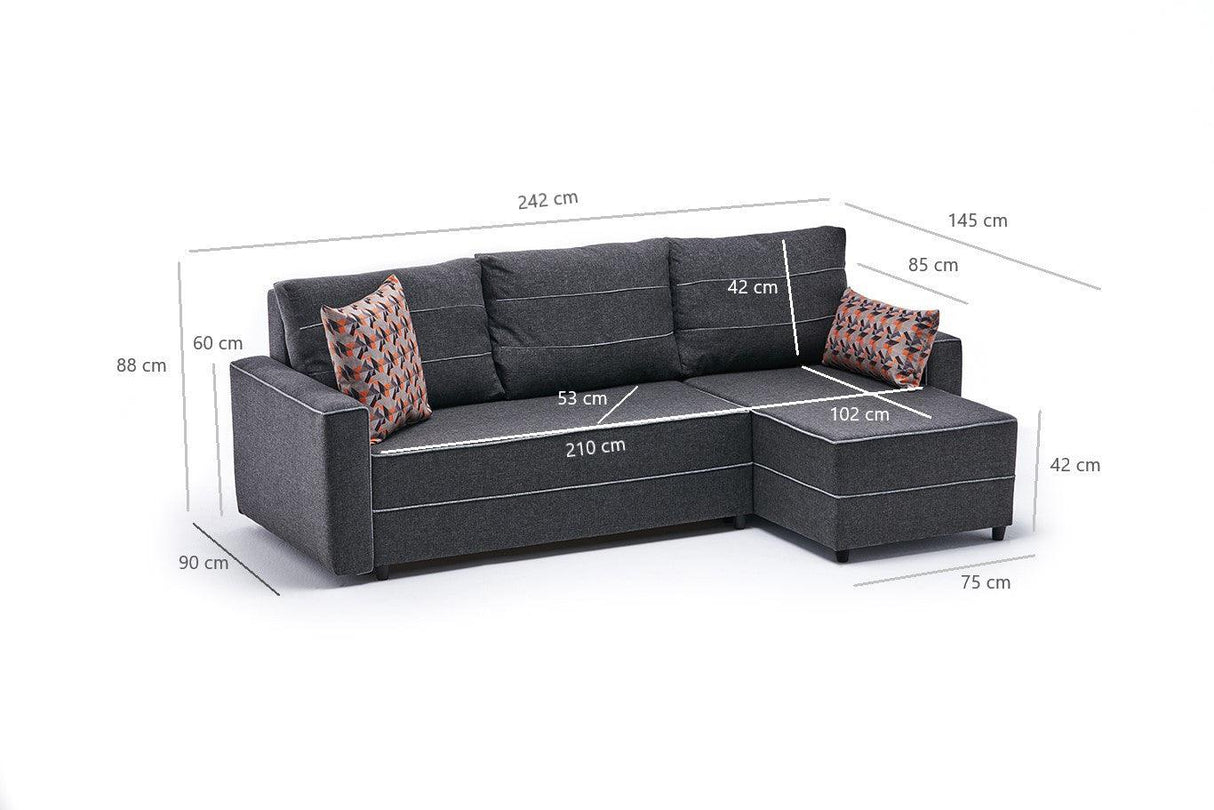 Canapea extensibilă Ece, Colț, Dreapta, Diverse culori, 242x90x88 cm - Crem | SKU: 825BLC2603 | Canapea extensibilă Ece, Colț, Dreapta, 242x90x88 cm, varianta Crem, produs pentru amenajarea locuinței, disponibil online în România la CasaMob