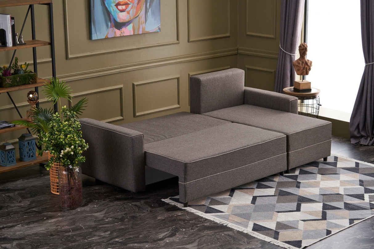 Canapea extensibilă Ece, Colț, Dreapta, Diverse culori, 242x90x88 cm - Maro | SKU: 825BLC2606 | Canapea extensibilă Ece, Colț, Dreapta, 242x90x88 cm, varianta Maro, produs pentru amenajarea locuinței, disponibil online în România la CasaMob