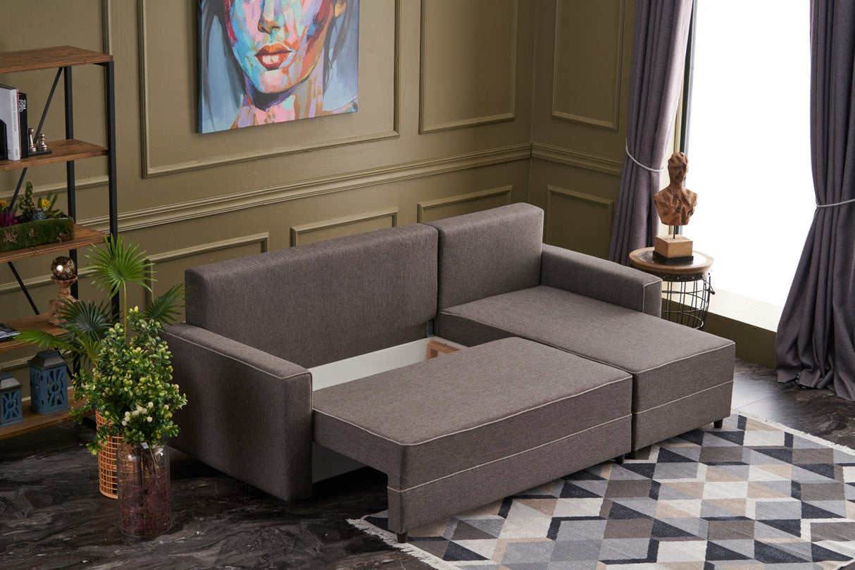 Canapea extensibilă Ece, Colț, Dreapta, Diverse culori, 242x90x88 cm - Maro | SKU: 825BLC2606 | Canapea extensibilă Ece, Colț, Dreapta, 242x90x88 cm, varianta Maro, produs pentru amenajarea locuinței, disponibil online în România la CasaMob