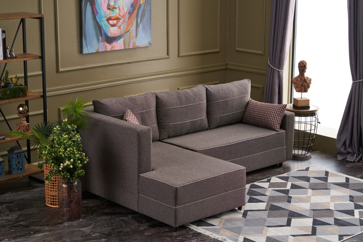 Canapea extensibilă Ece, Colț, Stânga, Diverse culori, 242x90x88 cm - Maro | SKU: 825BLC2607 | Canapea extensibilă Ece, Colț, Stânga, 242x90x88 cm, varianta Maro, produs pentru amenajarea locuinței, disponibil online în România la CasaMob