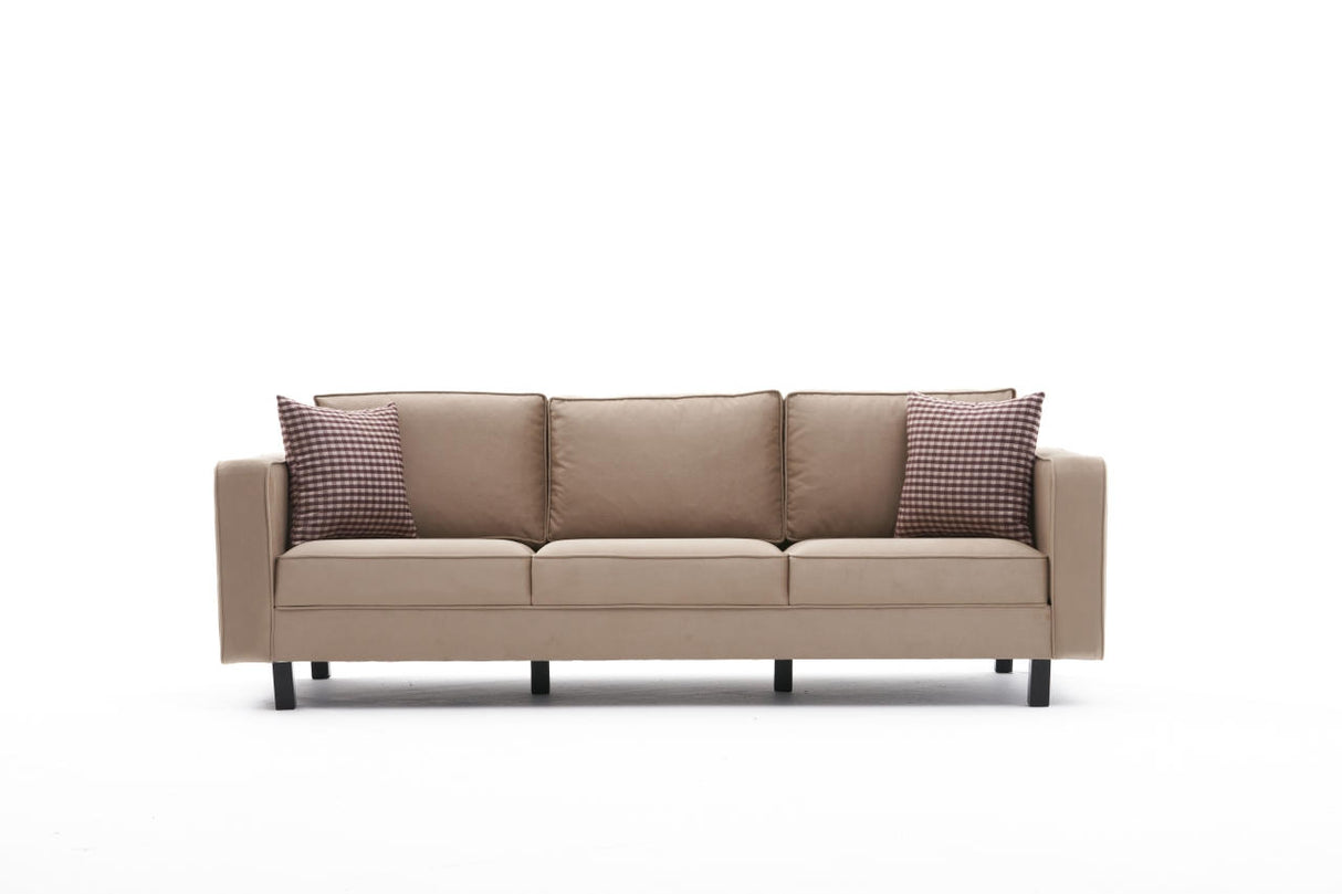 Canapea fixă Kale Velvet, Diverse culori, Diverse configurații, Diverse dimensiuni - Crem - 222x91x83 cm - 3 locuri | SKU: 825BLC2726 | Canapea fixă Kale Velvet, varianta Crem - 222x91x83 cm - 3 locuri, produs pentru amenajarea locuinței, disponibil online în România la CasaMob