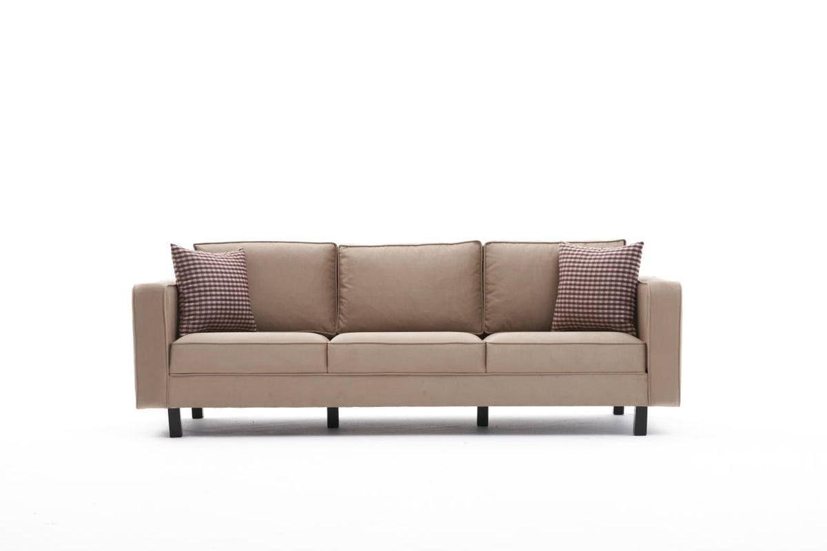 Crem - 222x91x83 cm - 3 locuri | SKU: 825BLC2726 | Canapea fixă Kale Velvet, varianta Crem - 222x91x83 cm - 3 locuri, produs pentru amenajarea locuinței, disponibil online în România la CasaMob