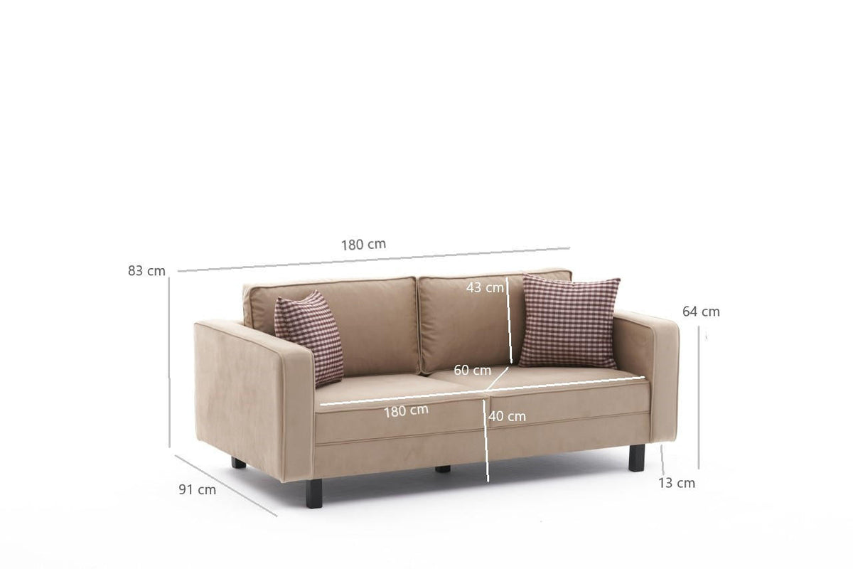 Crem - 180x91x83 cm - 2 locuri | SKU: 825BLC2732 | Canapea fixă Kale Velvet, varianta Crem - 180x91x83 cm - 2 locuri, produs pentru amenajarea locuinței, disponibil online în România la CasaMob