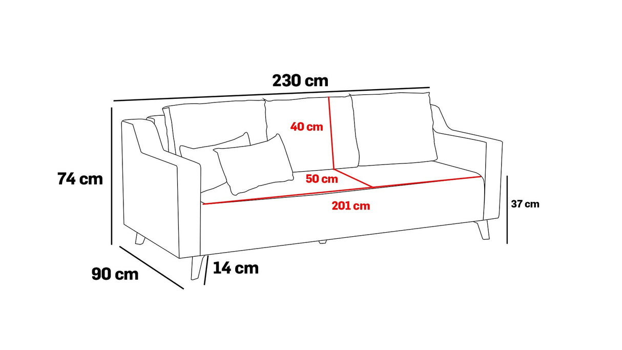 Canapea extensibilă 3 locuri Doga 3-Seat, Diverse culori, 230x90x74 cm - Antracit | SKU: 825BLC2747 | Canapea extensibilă 3 locuri Doga 3-Seat, 230x90x74 cm, varianta Antracit, produs pentru amenajarea locuinței, disponibil online în România la CasaMob