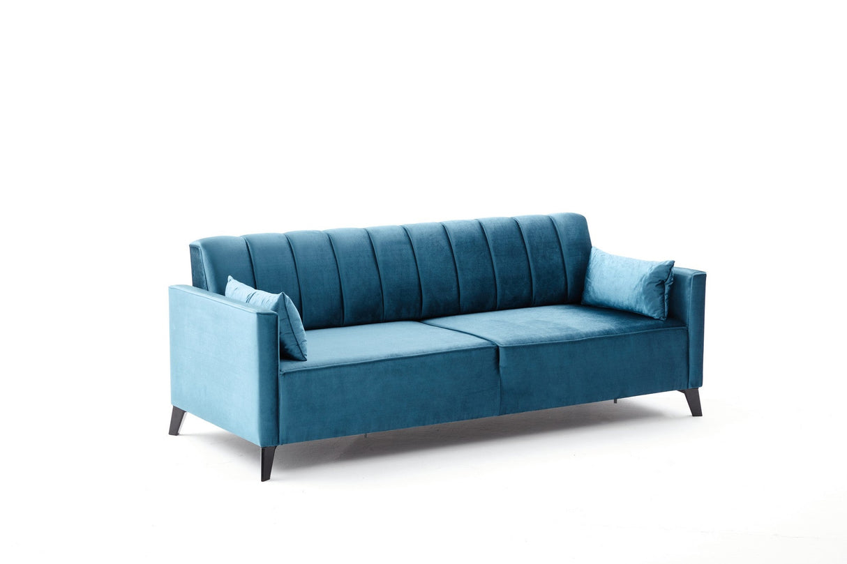Canapea extensibilă Ova, 3 locuri, 3, Turcoaz, 206x88x80 cm