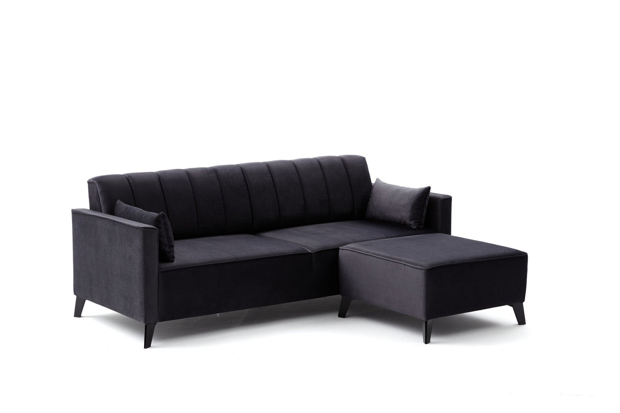 Canapea extensibilă Ova, Colț, Diverse culori, 206x165x80 cm - Antracit | SKU: 825BLC2759 | Canapea extensibilă Ova, Colț, 206x165x80 cm, varianta Antracit, produs pentru amenajarea locuinței, disponibil online în România la CasaMob