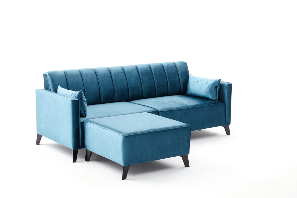 Canapea extensibilă Ova, Colț, Diverse culori, 206x165x80 cm - Turcoaz | SKU: 825BLC2761 | Canapea extensibilă Ova, Colț, 206x165x80 cm, varianta Turcoaz, produs pentru amenajarea locuinței, disponibil online în România la CasaMob