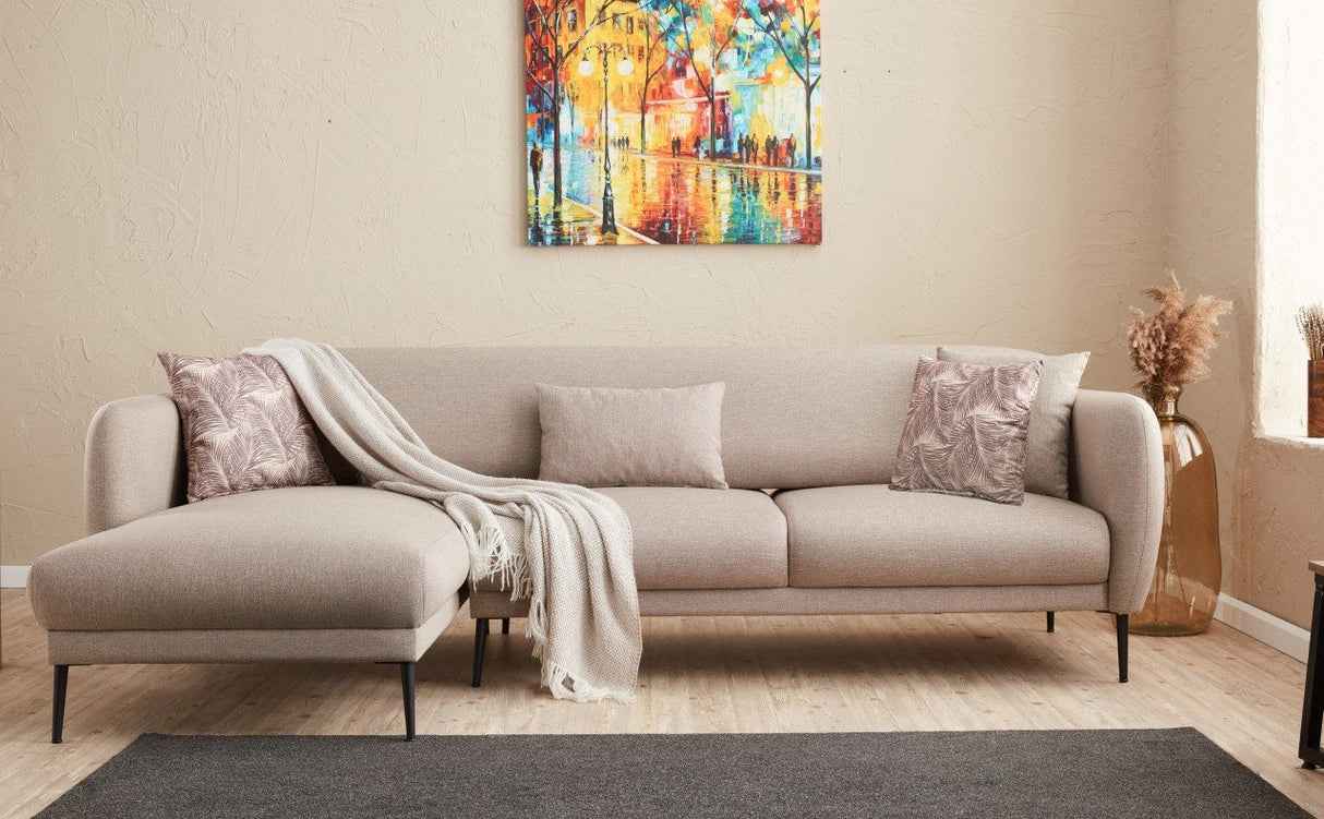 Canapea extensibilă Venus, Colț, Stânga, Diverse culori, 265x163x80 cm - Crem | SKU: 825BLC2765 | Canapea extensibilă Venus, Colț, Stânga, 265x163x80 cm, varianta Crem, produs pentru amenajarea locuinței, disponibil online în România la CasaMob