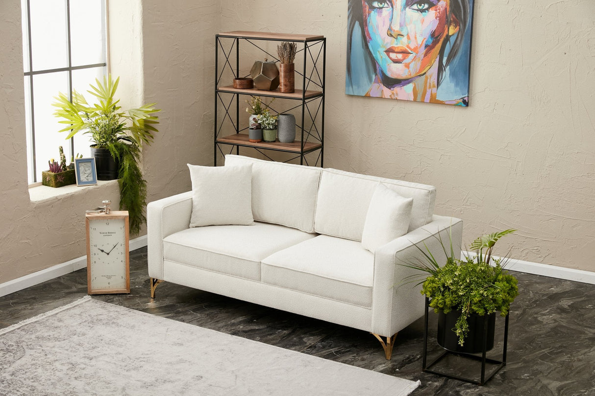 Canapea fixă Berlin, Diverse culori, Diverse configurații, Diverse dimensiuni - Crem - Auriu - 180x91x83 cm - 2 locuri | SKU: 825BLC2791 | Canapea fixă Berlin, varianta Crem - Auriu - 180x91x83 cm - 2 locuri, produs pentru amenajarea locuinței, disponibil online în România la CasaMob