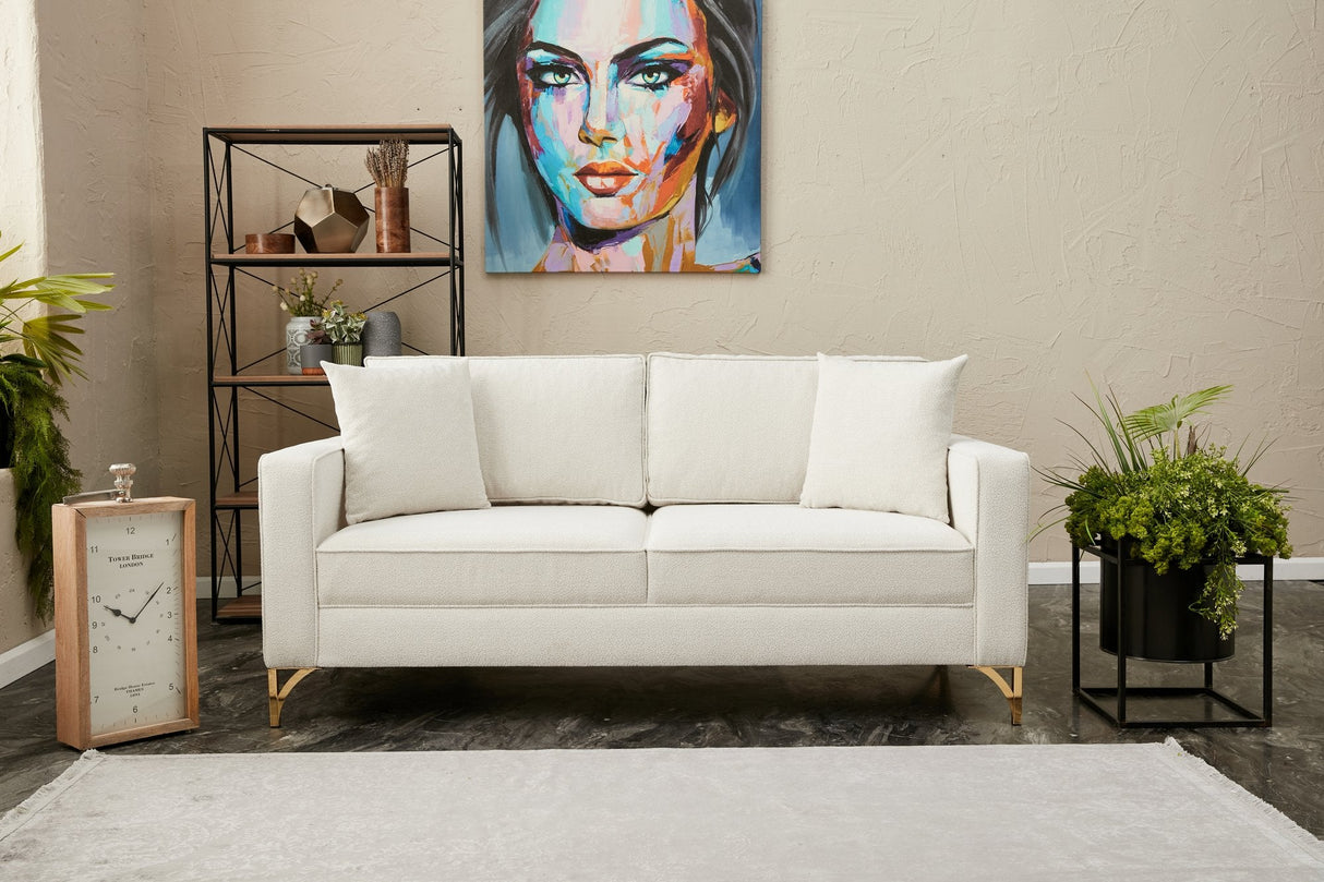 Canapea fixă Berlin, Diverse culori, Diverse configurații, Diverse dimensiuni - Crem - Auriu - 180x91x83 cm - 2 locuri | SKU: 825BLC2791 | Canapea fixă Berlin, varianta Crem - Auriu - 180x91x83 cm - 2 locuri, produs pentru amenajarea locuinței, disponibil online în România la CasaMob
