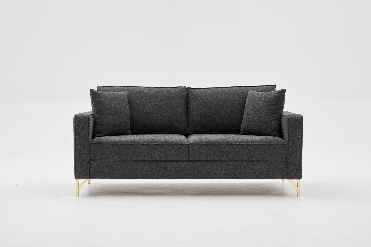 Canapea fixă Berlin, Diverse culori, Diverse configurații, Diverse dimensiuni - Antracit - Auriu - 180x91x83 cm - 2 locuri | SKU: 825BLC2793 | Canapea fixă Berlin, varianta Antracit - Auriu - 180x91x83 cm - 2 locuri, produs pentru amenajarea locuinței, disponibil online în România la CasaMob