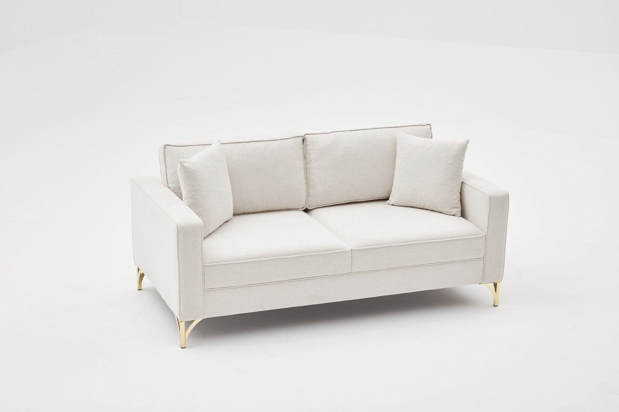 Canapea fixă Berlin, Diverse culori, Diverse configurații, Diverse dimensiuni - Crem - Auriu - 180x91x83 cm - 2 locuri | SKU: 825BLC2791 | Canapea fixă Berlin, varianta Crem - Auriu - 180x91x83 cm - 2 locuri, produs pentru amenajarea locuinței, disponibil online în România la CasaMob