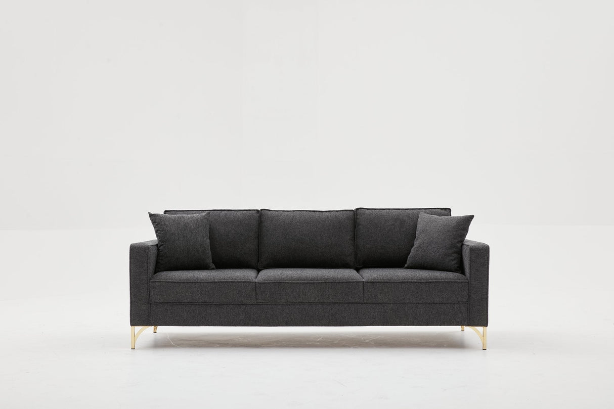 Canapea fixă Berlin, Diverse culori, Diverse configurații, Diverse dimensiuni - Antracit - Auriu - 220x91x83 cm - 3 locuri | SKU: 825BLC2795 | Canapea fixă Berlin, varianta Antracit - Auriu - 220x91x83 cm - 3 locuri, produs pentru amenajarea locuinței, disponibil online în România la CasaMob