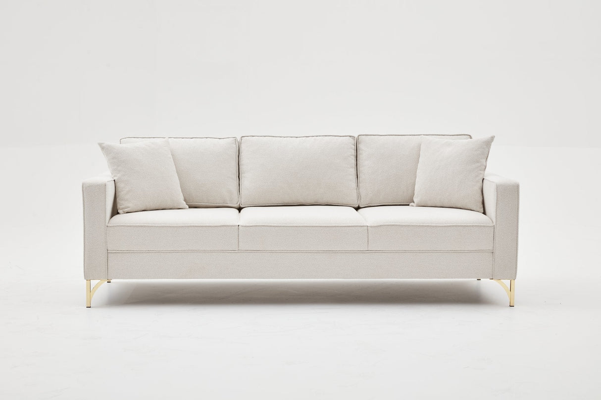 Canapea fixă Berlin, Diverse culori, Diverse configurații, Diverse dimensiuni - Crem - Auriu - 220x91x83 cm - 3 locuri | SKU: 825BLC2797 | Canapea fixă Berlin, varianta Crem - Auriu - 220x91x83 cm - 3 locuri, produs pentru amenajarea locuinței, disponibil online în România la CasaMob