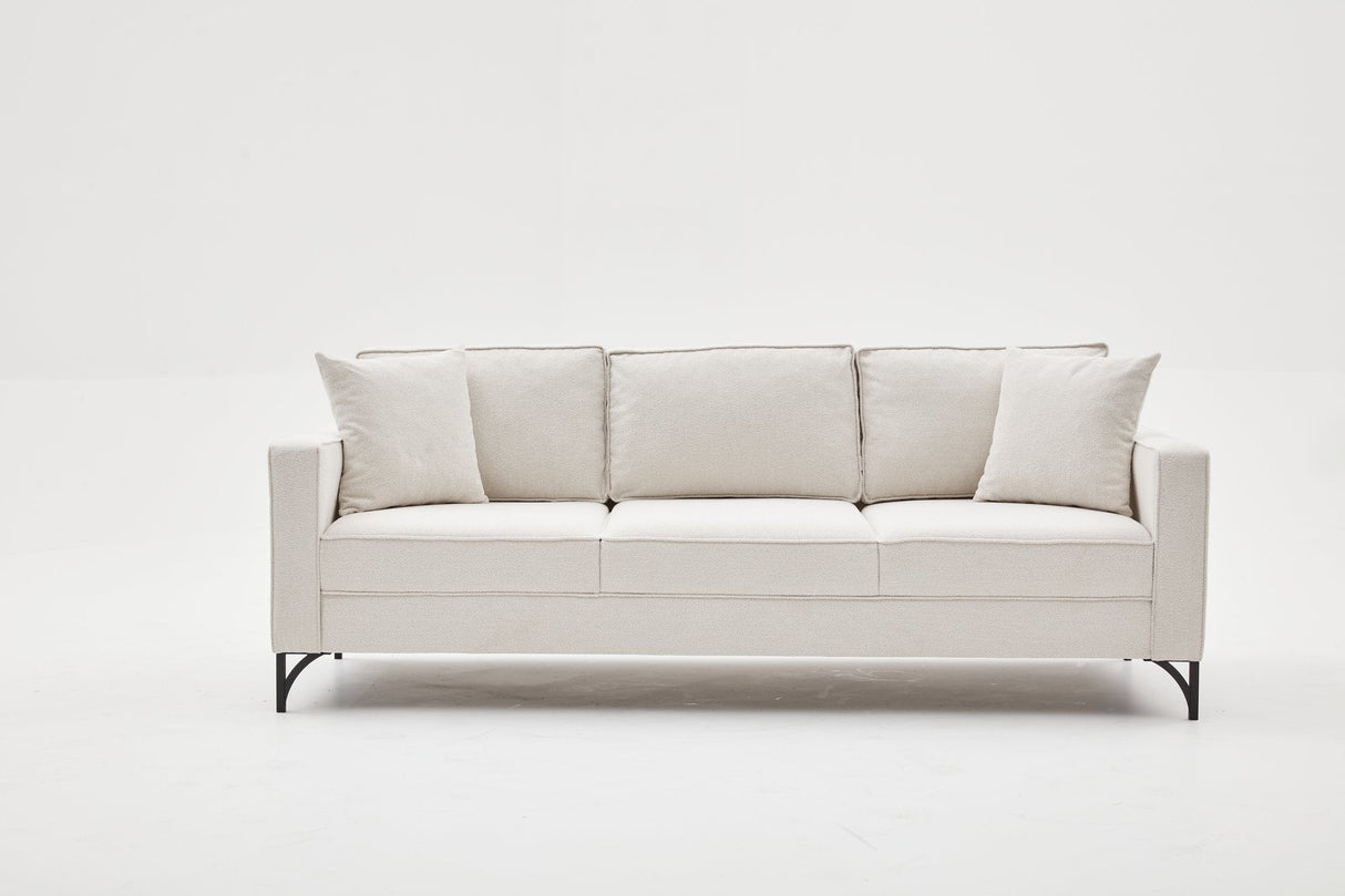 Canapea fixă Berlin, Diverse culori, Diverse configurații, Diverse dimensiuni - Crem - Negru - 220x91x83 cm - 3 locuri | SKU: 825BLC2798 | Canapea fixă Berlin, varianta Crem - Negru - 220x91x83 cm - 3 locuri, produs pentru amenajarea locuinței, disponibil online în România la CasaMob