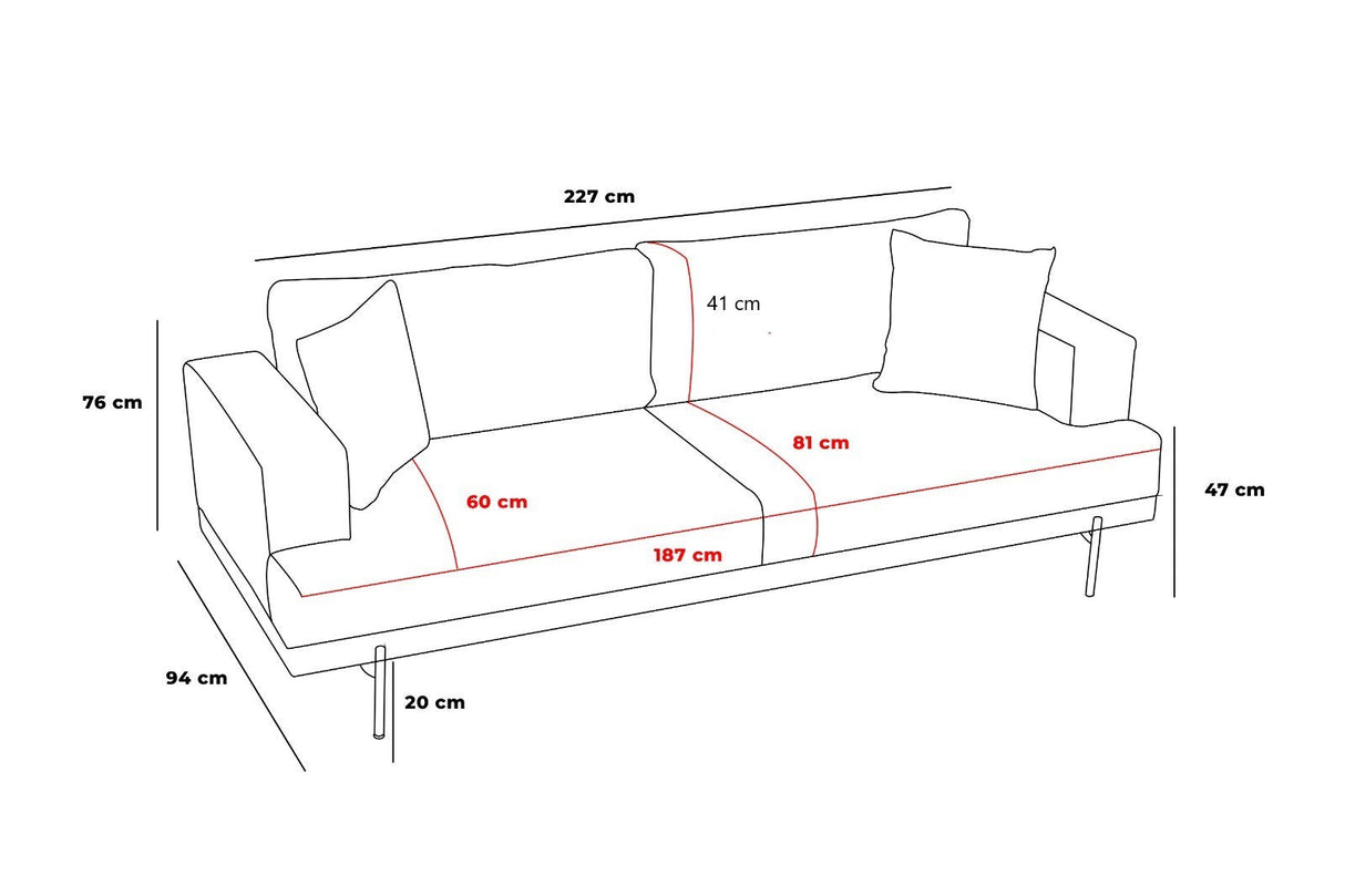 Canapea fixă 3 locuri Liva, Diverse culori, Diverse dimensiuni - Antracit - 227x94x76 cm | SKU: 825BLC2818 | Canapea fixă 3 locuri Liva, varianta Antracit - 227x94x76 cm, produs pentru amenajarea locuinței, disponibil online în România la CasaMob