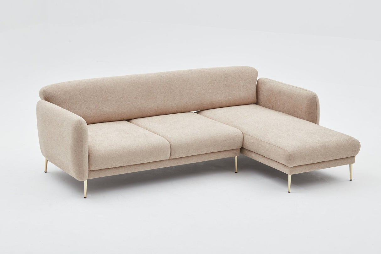 Canapea extensibilă Simena, Colț, 3 piese, Dreapta, Diverse culori, 266x65x80 cm - Bej - Auriu | SKU: 825BLC2830 | Canapea extensibilă Simena, Colț, 3 piese, Dreapta, 266x65x80 cm, varianta Bej - Auriu, produs pentru amenajarea locuinței, disponibil online în România la CasaMob