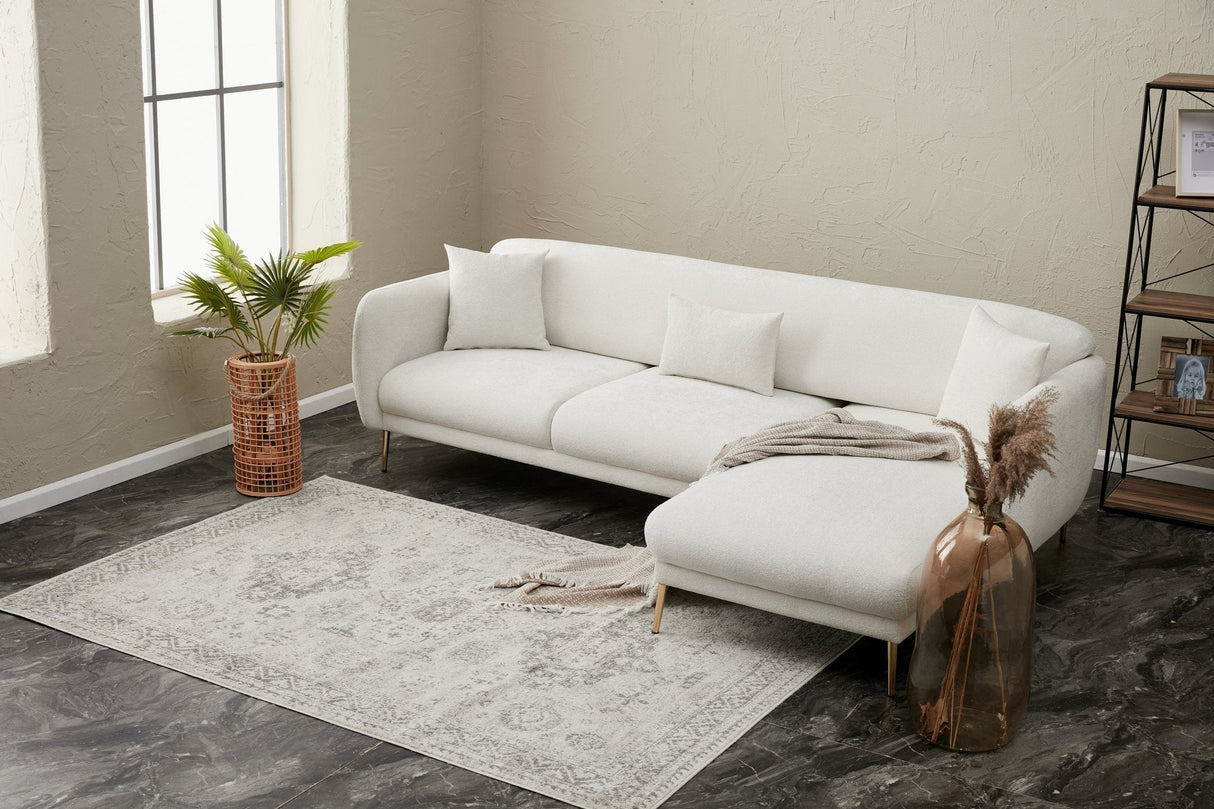 Canapea extensibilă Simena, Colț, 3 piese, Dreapta, Diverse culori, 266x65x80 cm - Crem - Auriu | SKU: 825BLC2832 | Canapea extensibilă Simena, Colț, 3 piese, Dreapta, 266x65x80 cm, varianta Crem - Auriu, produs pentru amenajarea locuinței, disponibil online în România la CasaMob