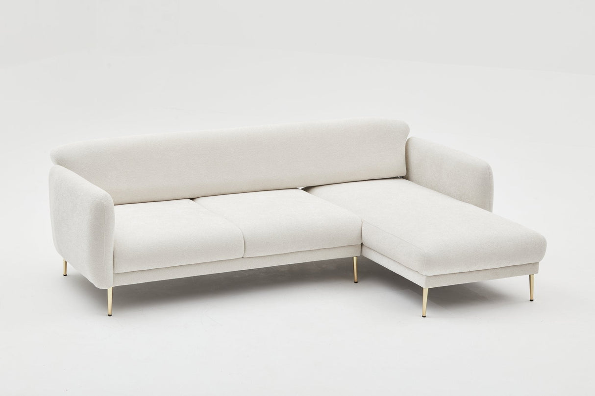 Canapea extensibilă Simena, Colț, 3 piese, Dreapta, Diverse culori, 266x65x80 cm - Crem - Auriu | SKU: 825BLC2832 | Canapea extensibilă Simena, Colț, 3 piese, Dreapta, 266x65x80 cm, varianta Crem - Auriu, produs pentru amenajarea locuinței, disponibil online în România la CasaMob