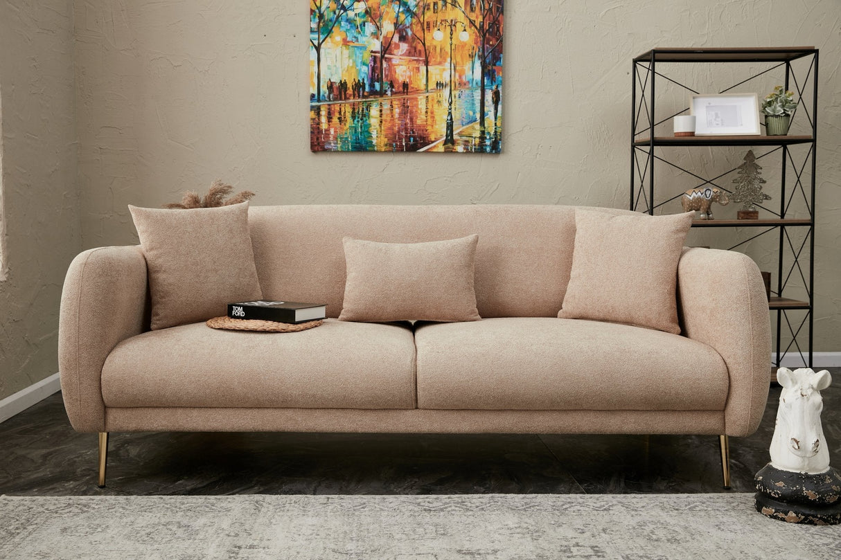 Canapea extensibilă Simena, 3 locuri, Diverse culori, 210x95x80 cm - Bej - Auriu | SKU: 825BLC2836 | Canapea extensibilă Simena, 3 locuri, 210x95x80 cm, varianta Bej - Auriu, produs pentru amenajarea locuinței, disponibil online în România la CasaMob
