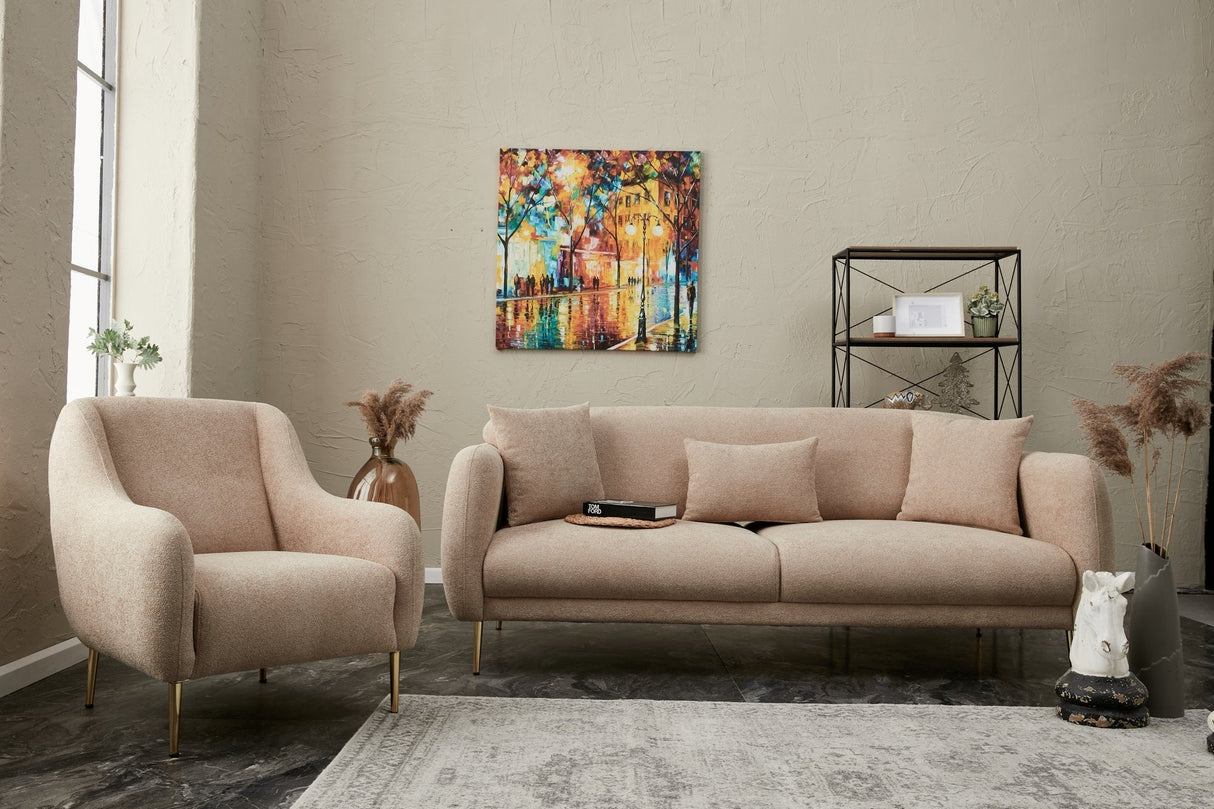Canapea extensibilă Simena, 3 locuri, Diverse culori, 210x95x80 cm - Bej - Auriu | SKU: 825BLC2836 | Canapea extensibilă Simena, 3 locuri, 210x95x80 cm, varianta Bej - Auriu, produs pentru amenajarea locuinței, disponibil online în România la CasaMob