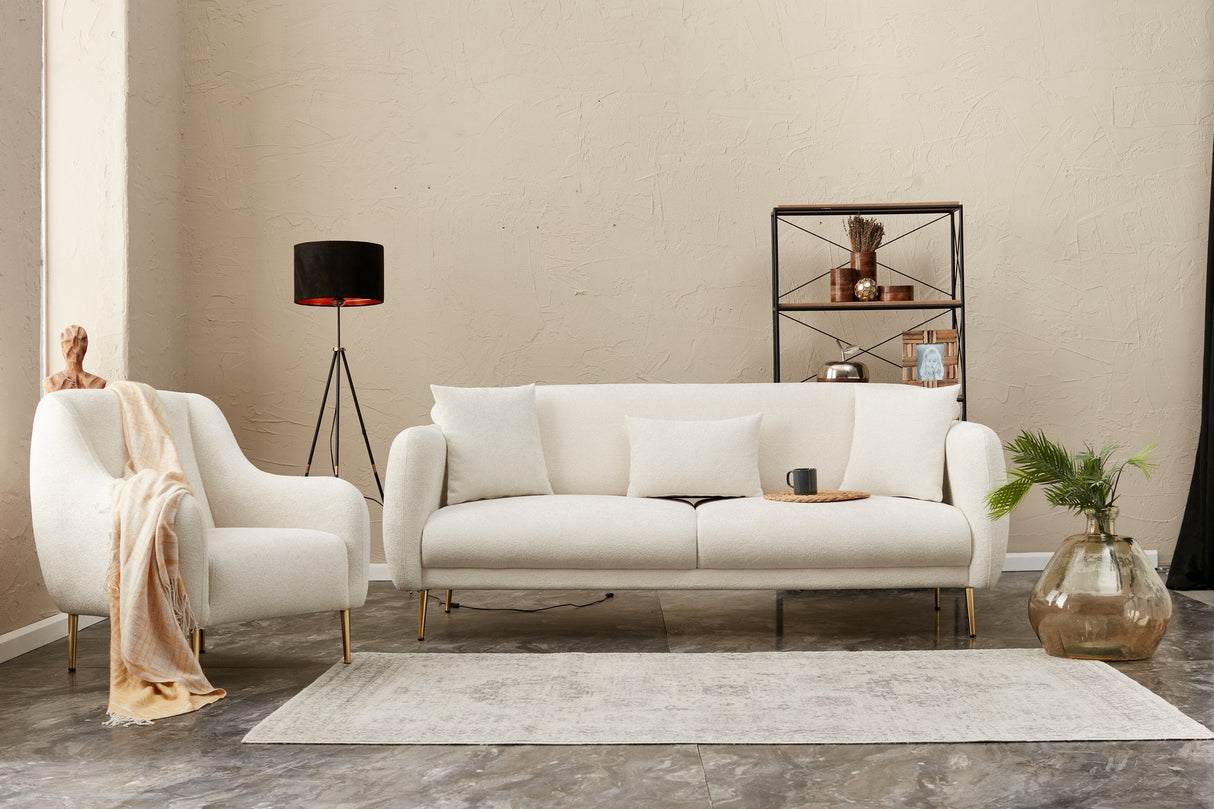 Canapea extensibilă Simena, 3 locuri, Diverse culori, 210x95x80 cm - Crem - Auriu | SKU: 825BLC2837 | Canapea extensibilă Simena, 3 locuri, 210x95x80 cm, varianta Crem - Auriu, produs pentru amenajarea locuinței, disponibil online în România la CasaMob