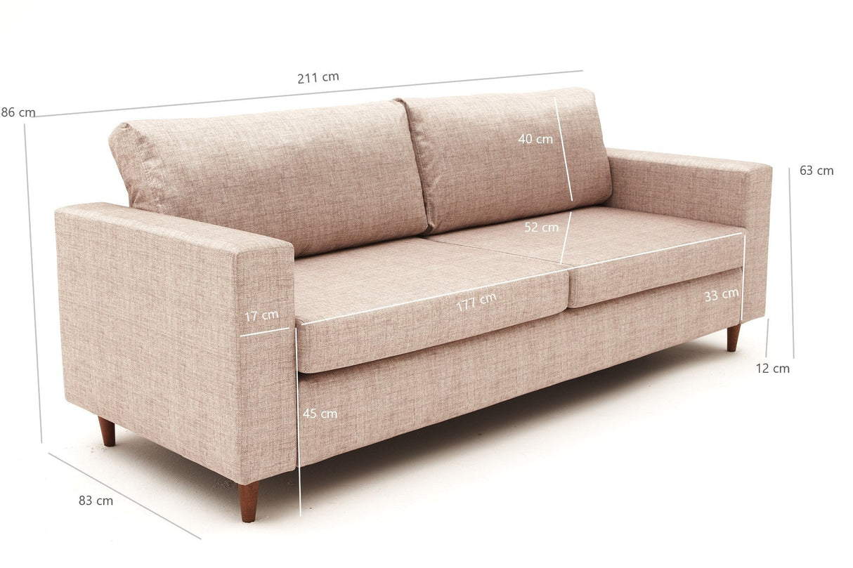Canapea fixă Step, Diverse culori, Diverse configurații, Diverse dimensiuni - Crem - 211x83x86 cm - 3 locuri | SKU: 825BLC2850 | Canapea fixă Step, varianta Crem - 211x83x86 cm - 3 locuri, produs pentru amenajarea locuinței, disponibil online în România la CasaMob