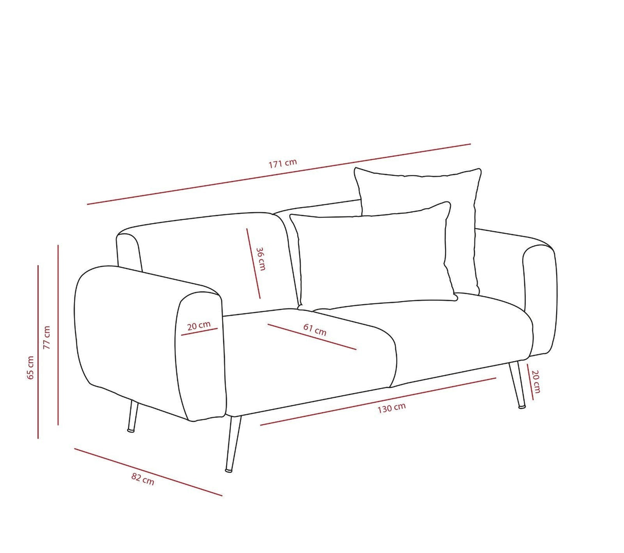Canapea fixă Side, Diverse culori, Diverse configurații, Diverse dimensiuni - Antracit - 171x82x77 cm - 2 locuri | SKU: 825BLC2853 | Canapea fixă Side, varianta Antracit - 171x82x77 cm - 2 locuri, produs pentru amenajarea locuinței, disponibil online în România la CasaMob