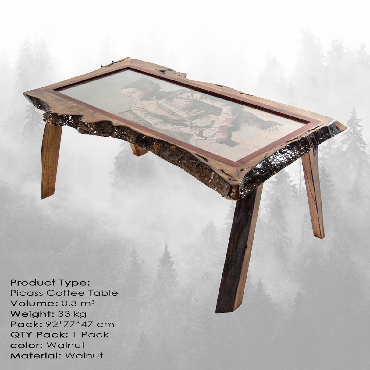Măsuță de cafea Picass Small, Nuc, 90x75x45 cm