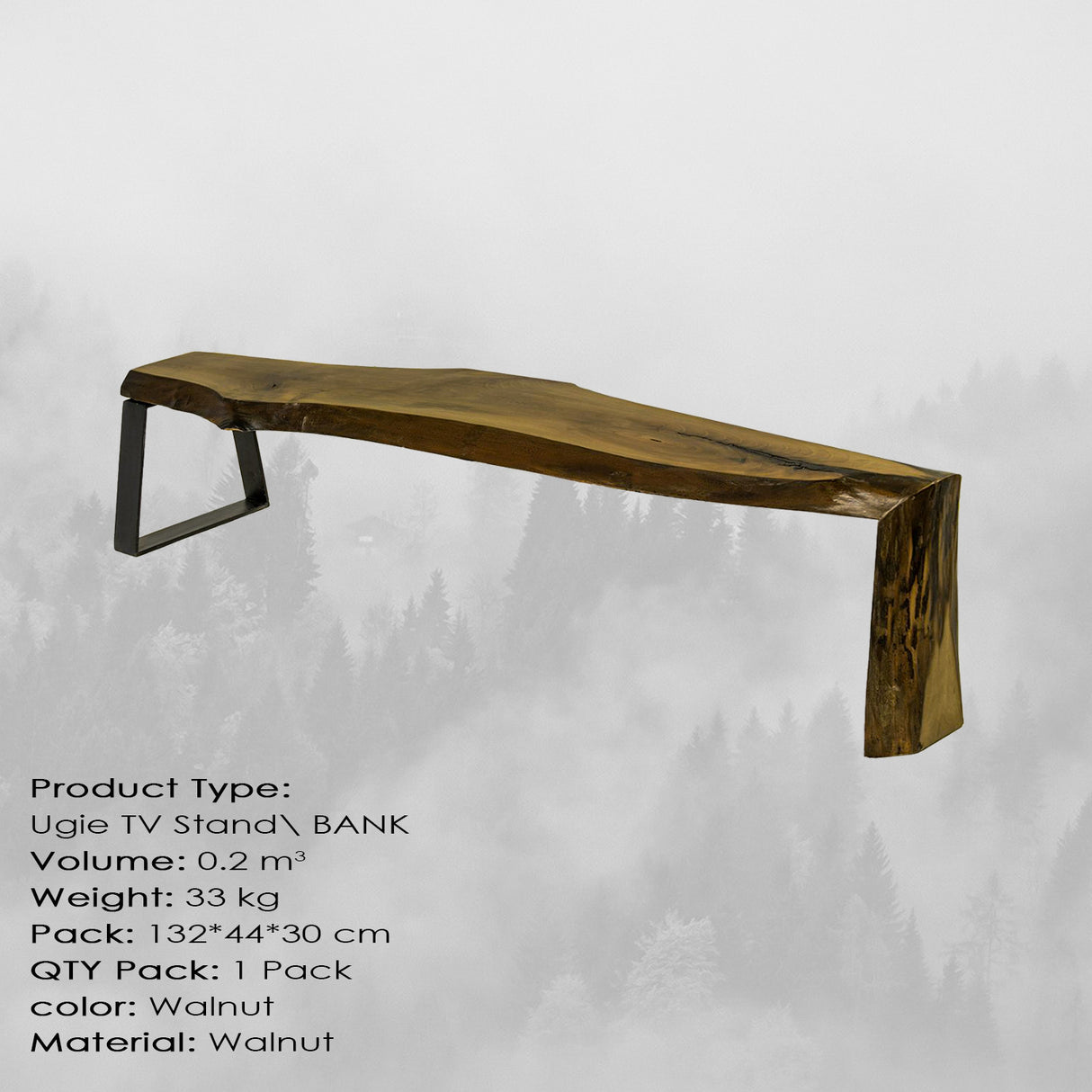 Comodă TV Ugie Small, Nuc, 130x36x42 cm