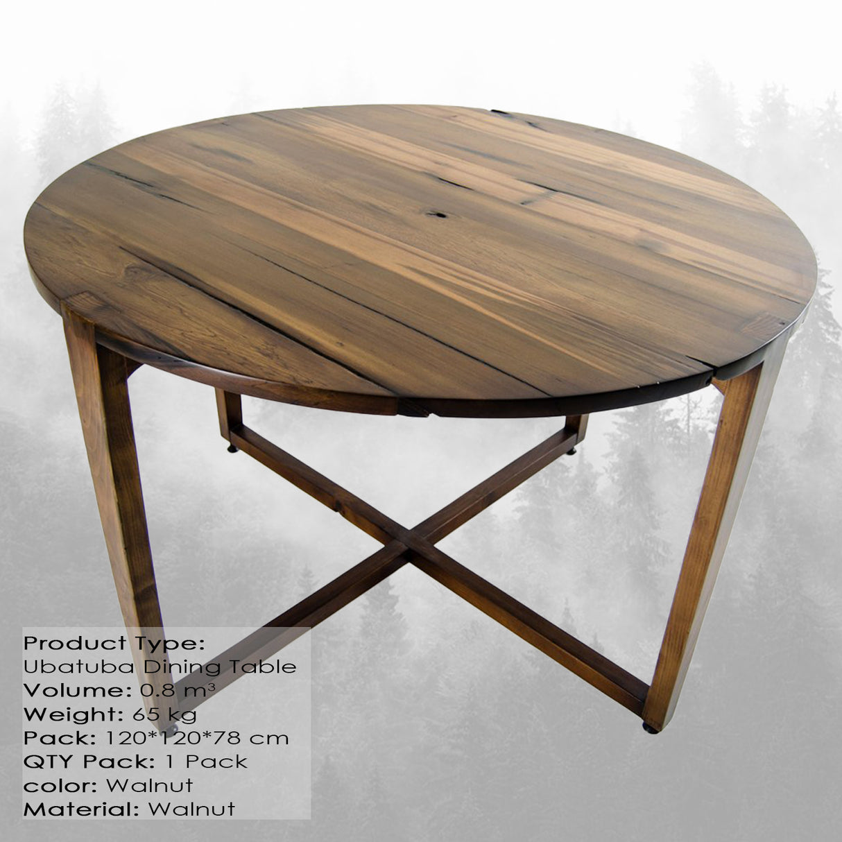 Masă dining Ubatuba, Maro, Ø120x76 cm