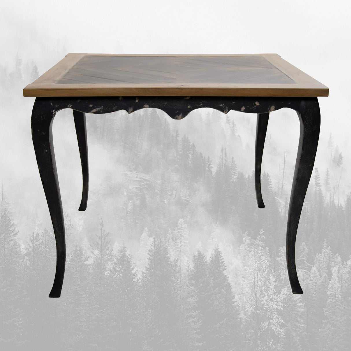 Masă dining Pina Medium, Beech - Maro - Negru, 75x75x75 cm