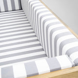 Canapea fixă 3 locuri Cocos Large, Pin - Alb - Gri, 225x75x70 cm