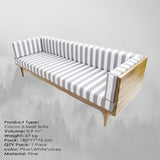 Canapea fixă 3 locuri Cocos Medium, Pin - Alb - Gri, 180x75x70 cm