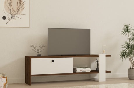 Comodă TV Gaye, Nuc - Alb, 120x25x37 cm